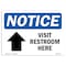 Signmission OSHA Notice Sign, 10" H, Rigid Plastic, Visit Restroom Here (Up Arrow) Sign With Symbol, Landscape OS-NS-P-1014-L-18878 - alternate 1